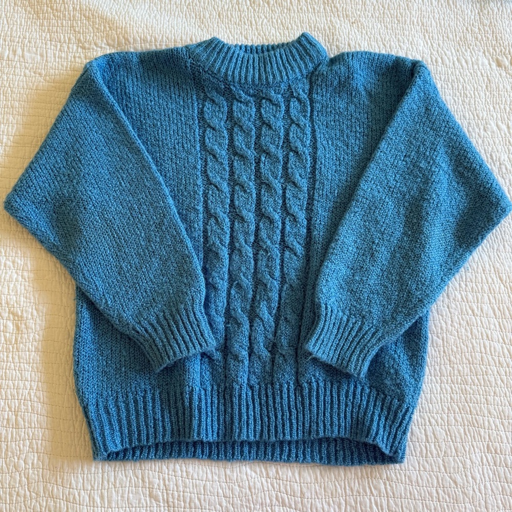 Vintage Bristol Court Cable Knit Sweater – Sky Blue – Size L